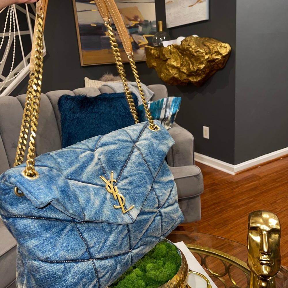 Authentic YSL Small Denim Puffer Bag - Picture 4 of 14
